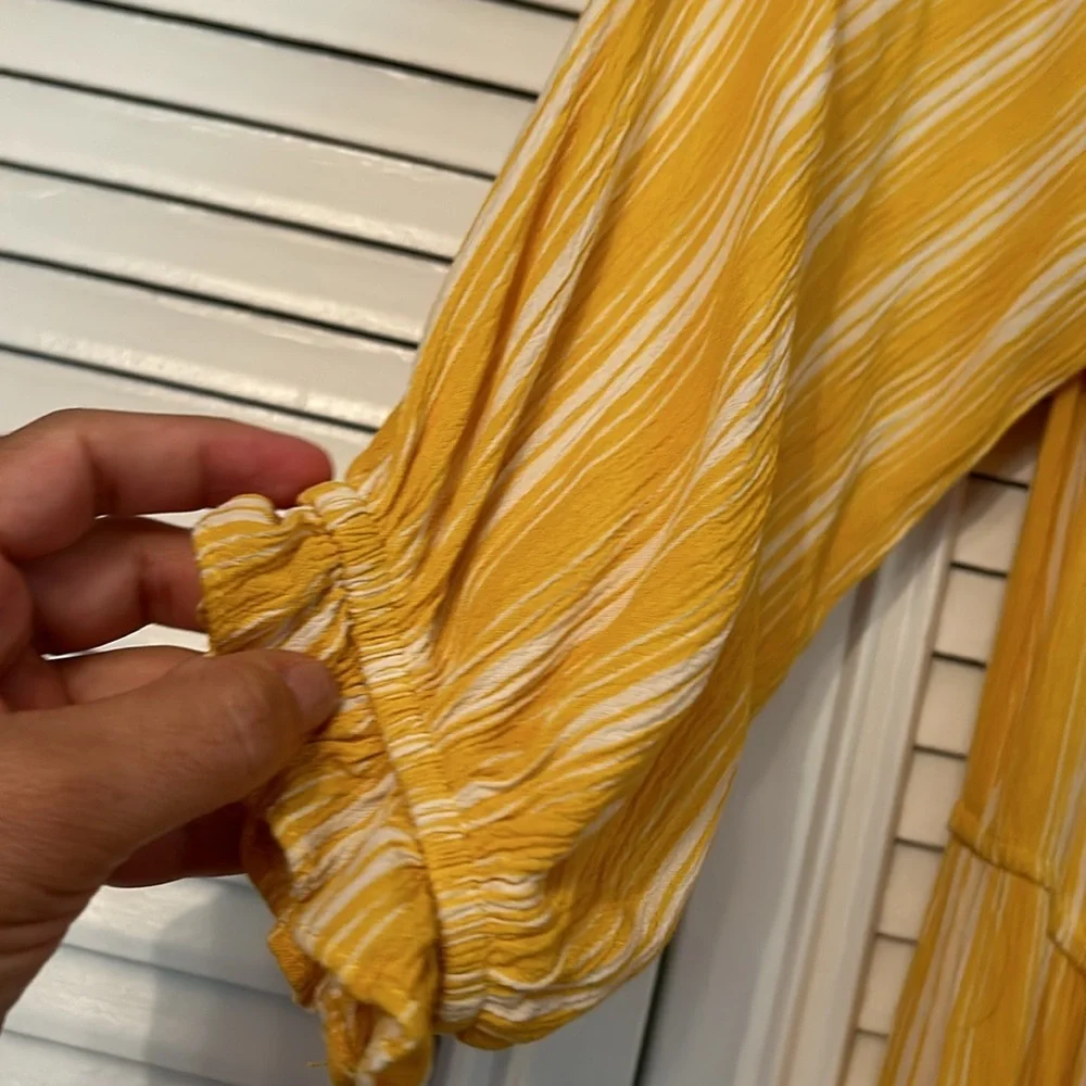 LC Lauren Conrad Striped Dress Yellow 3/4 sleeves women’s size S